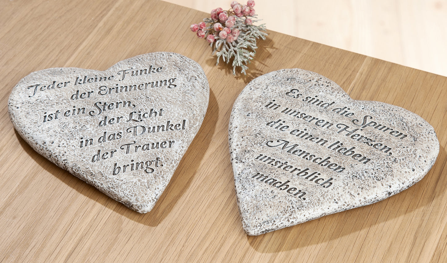 Gedenkherz Granit-Design flach mit Spruch - Gilde
