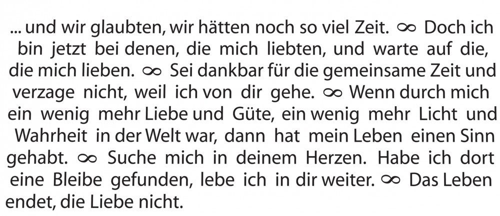Wortlichtkerze Sinntexte LEUCHTENDE GEDANKEN ZUM ABSCHIED (TRAUER)