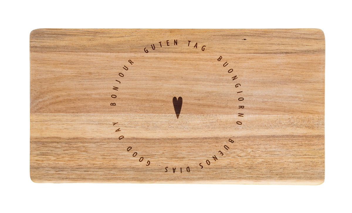 Dining Brettchen "Guten Tag/ Herz mehrsprachig" eckig - Räder Design