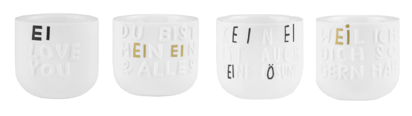 Eierbecher 4er-Set mit unterschiedlichen Motiven - Räder Design