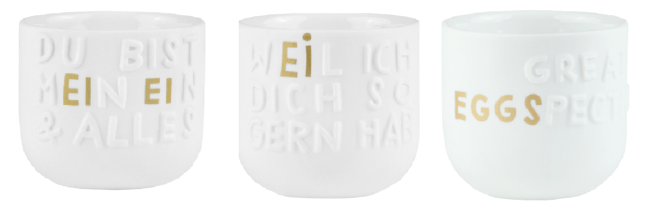Eierbecher 3er-Set mit unterschiedlichen Motiven - Räder Design