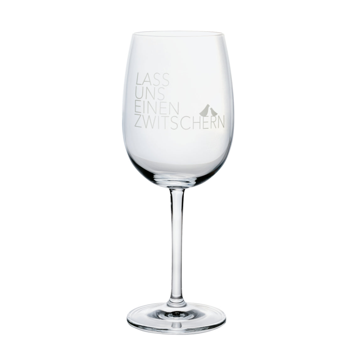 Weinglas mit Spruch "Lass uns einen zwitschern" - Räder Design