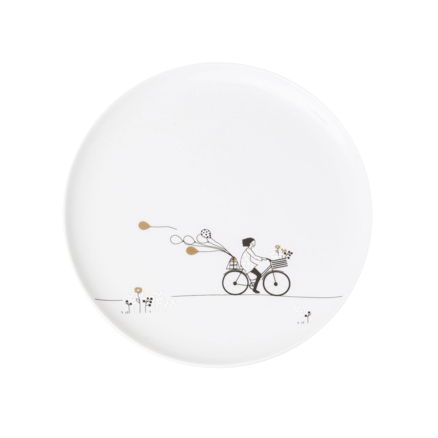 Porzellanteller Geschenkteller "Radfahren" Ø ca. 15,5 cm - Räder Design