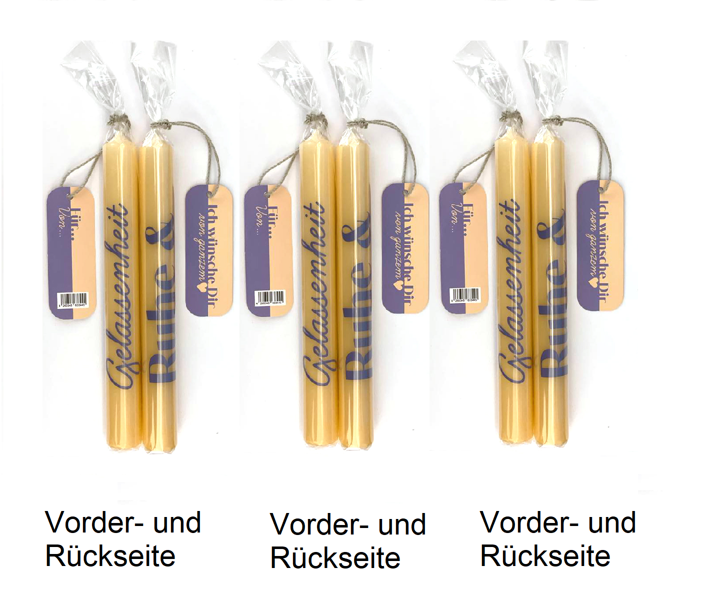 Wünschelicht 3er Set "Ruhe&Gelassenheit" Stabkerzen - Bulla Design