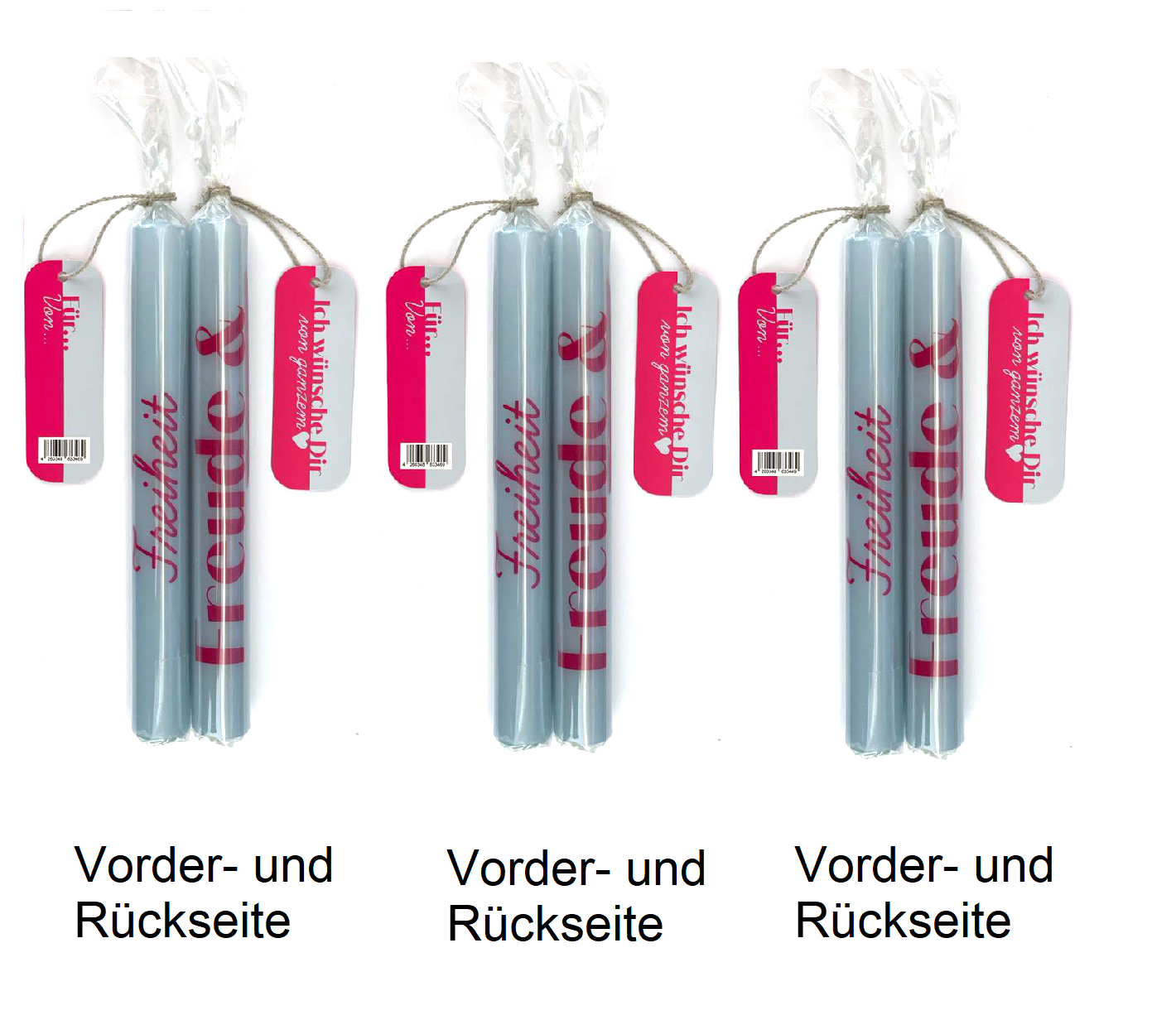 Wünschelicht 3er Set "Freude&Freiheit" Stabkerzen - Bulla Design