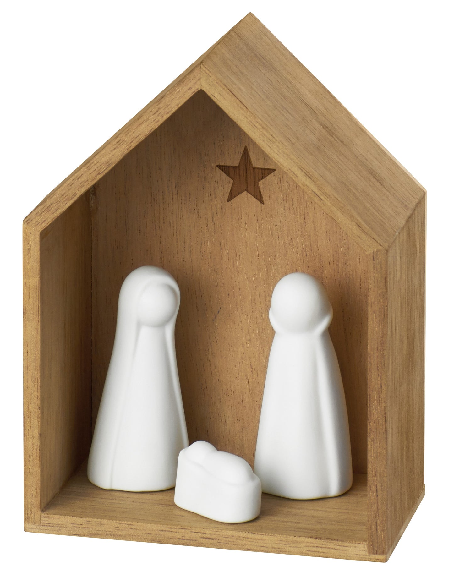 Kleine Krippe Weihnachtskrippe Akazienholz Räder Design