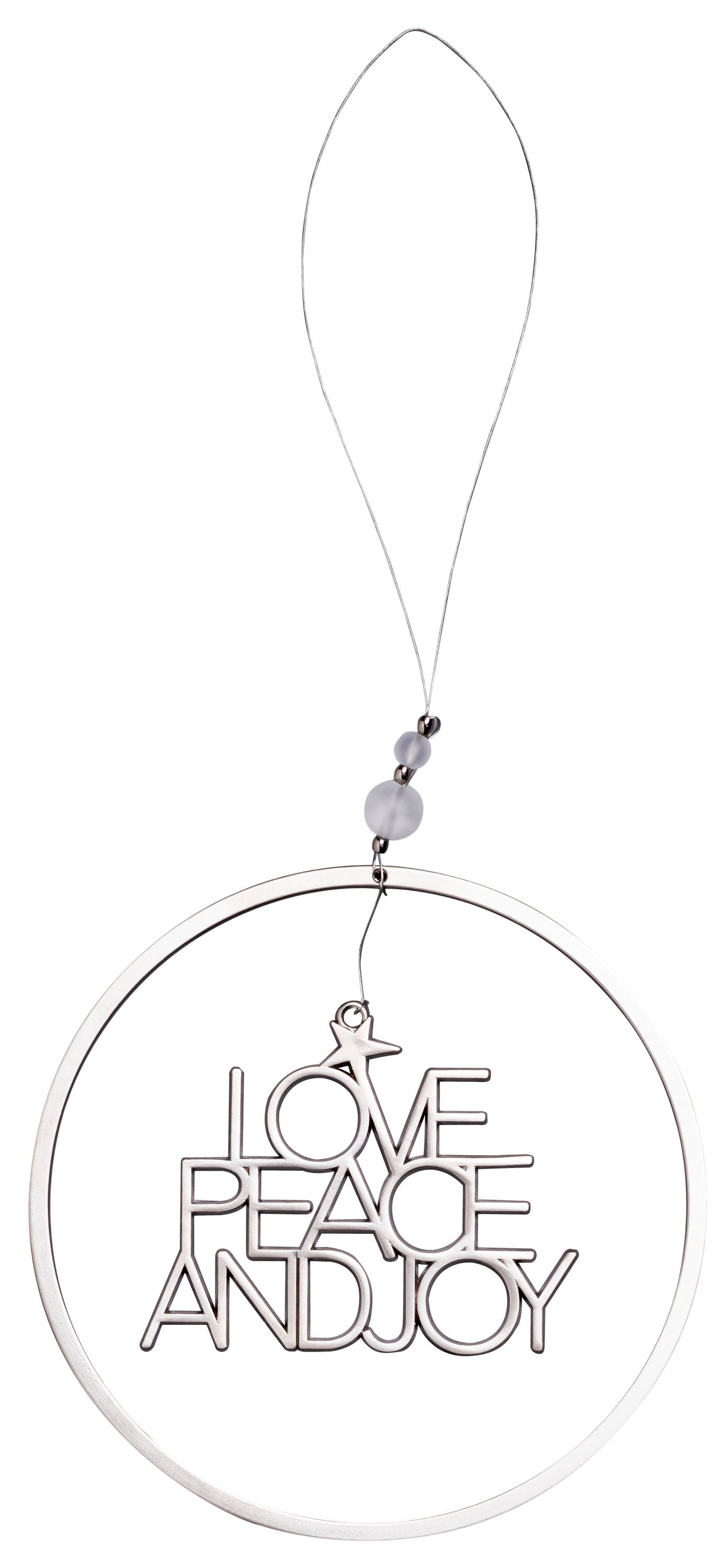 Raum- und Fensterschmuck "Love Peace Joy" Metallrahmen rund Silber - Räder Design