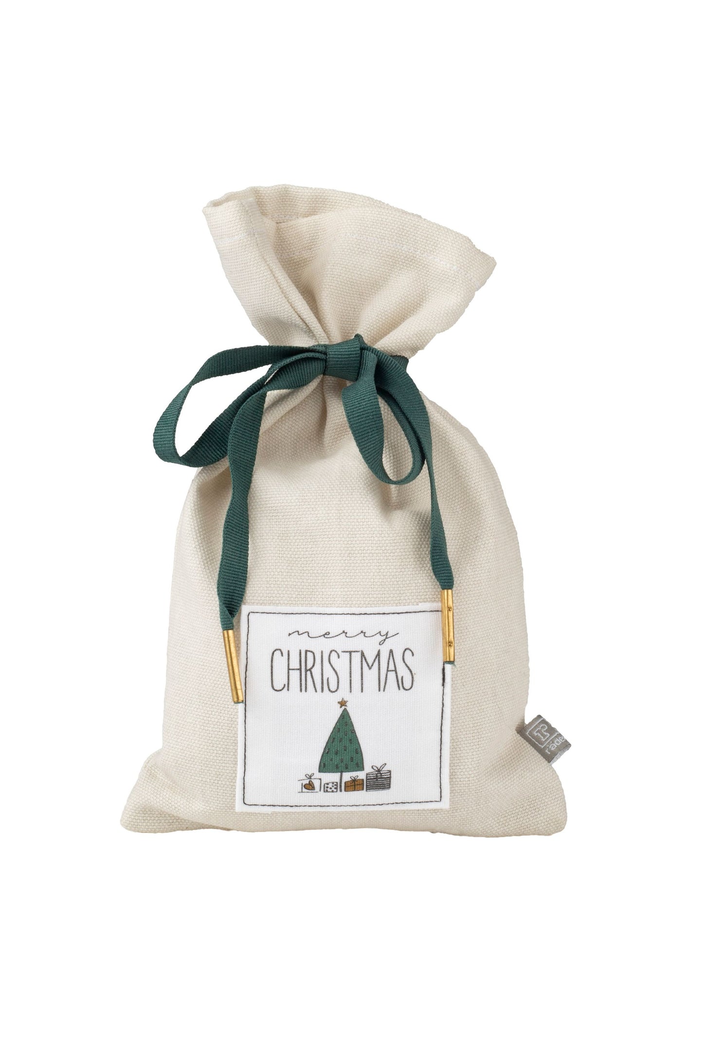 Geschenkverpackung Weihnachtssäckchen klein grau "Merry Xmas" - Räder Design