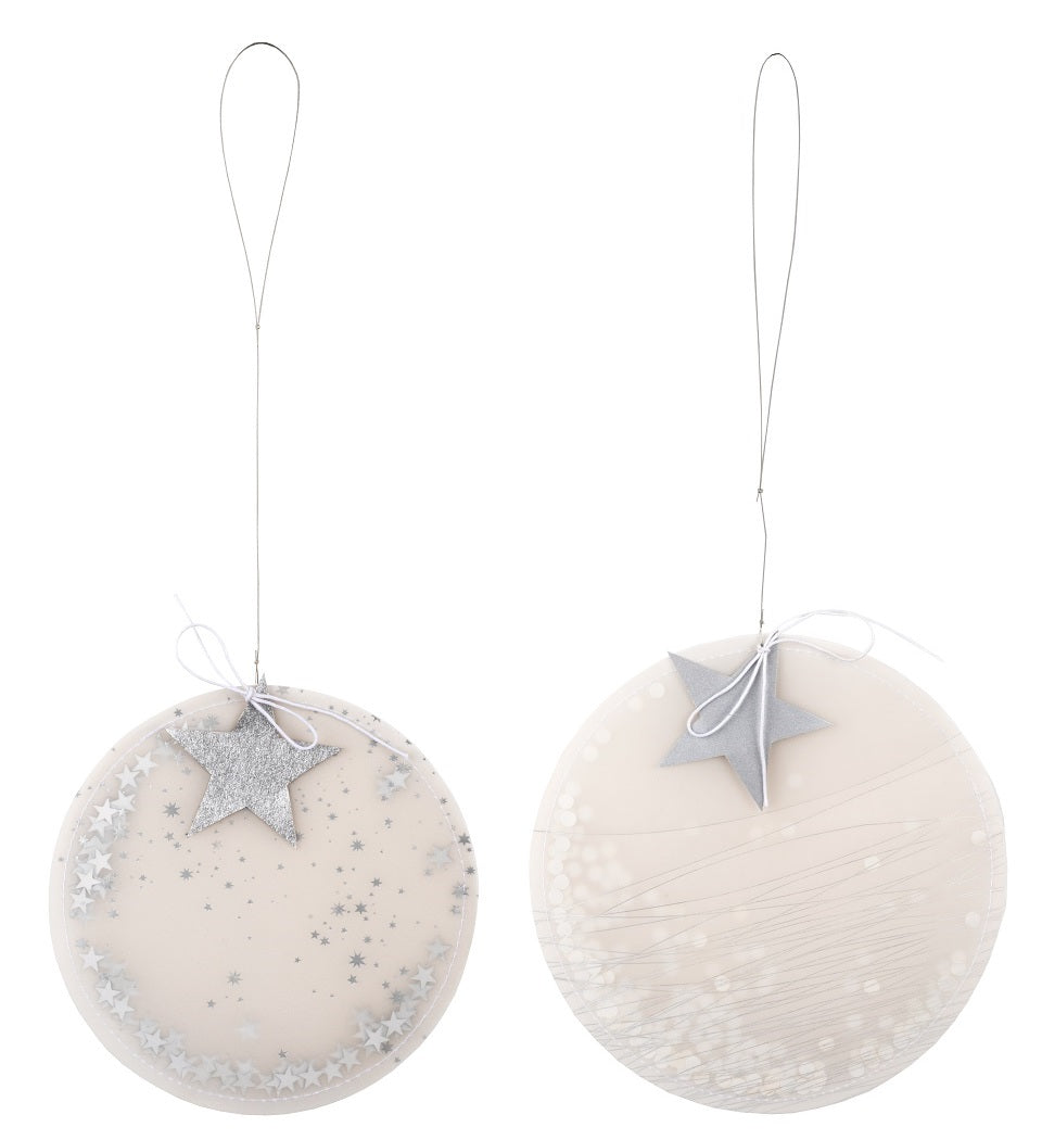 Kreisornament 2er-Set Papier mit Stern gold Räder Design
