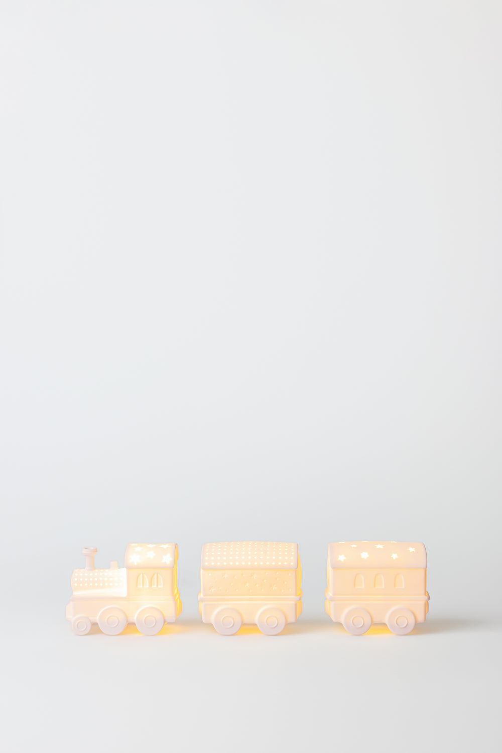 3er Set LED "Lichtzug" Porzellan - Räder Design