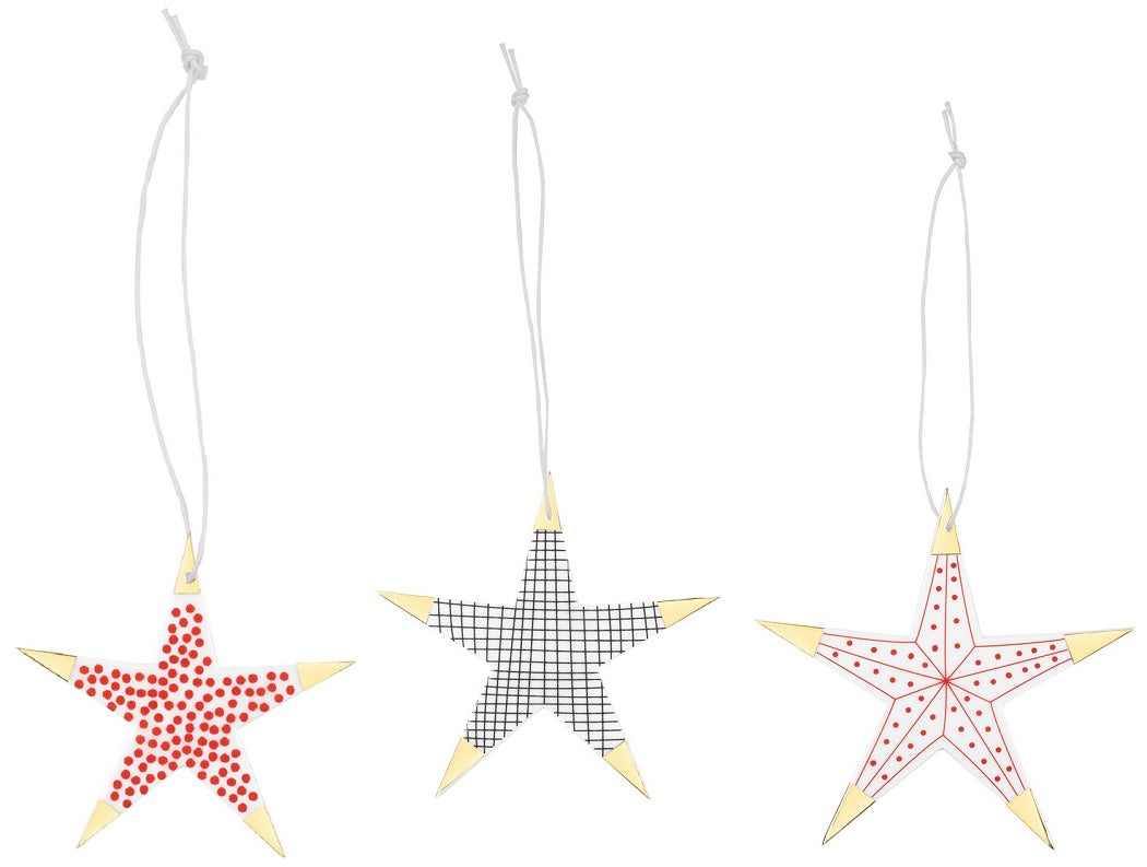 Hängeornament Glückssterne gold 3er-Set Räder Design