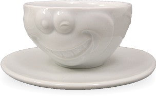Kaffeetasse Porzellantasse Tasse mit Henkel und Untertasse ANTON Hartporzellan weiß