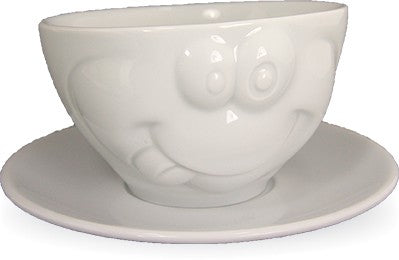 Kaffeetasse Porzellantasse Tasse mit Henkel und Untertasse BETON Hartporzellan weiß