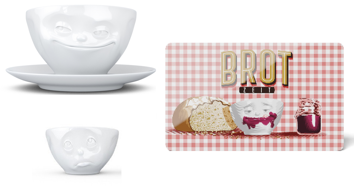 Frühstücksset für Singles "Kaffeetasse+Eierbecher+Brettchen" - Fiftyeight Products