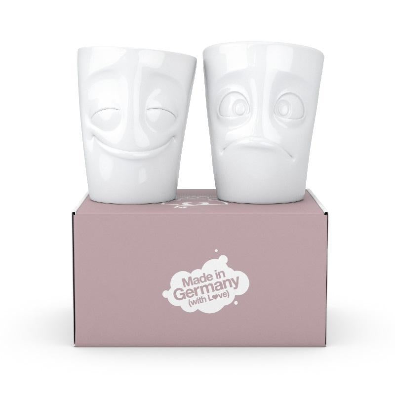 TV TASSEN Becher 2er Set ohne Henkel "vergnügt & verdutzt" - Fiftyeight Products