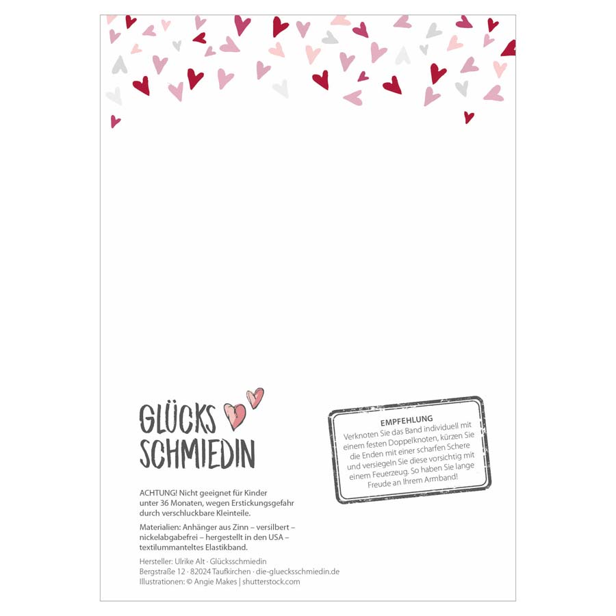Wunscharmbänder "Herzensmensch" Herz Anhänger versilbert Armband - Glücksschmiedin