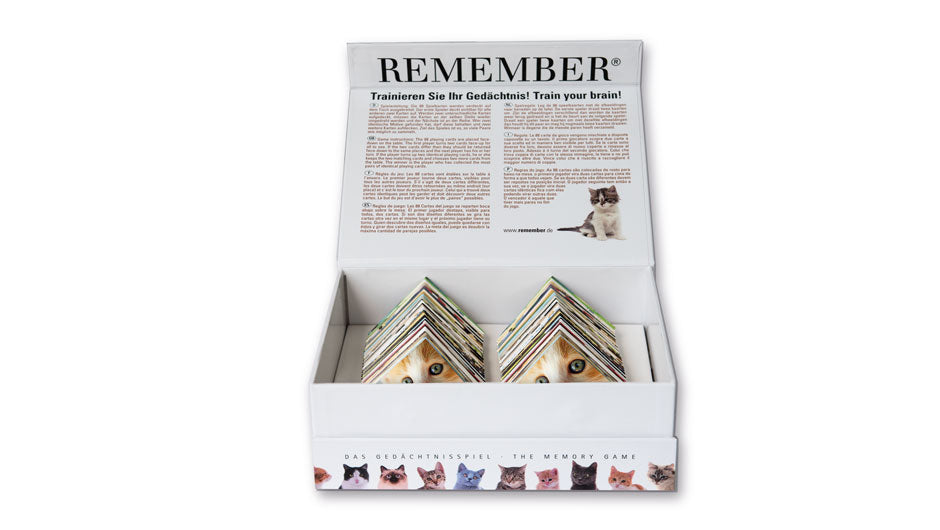 Gedächtnisspiel "Remember 44 Cats" in der Magnetbox - Remember