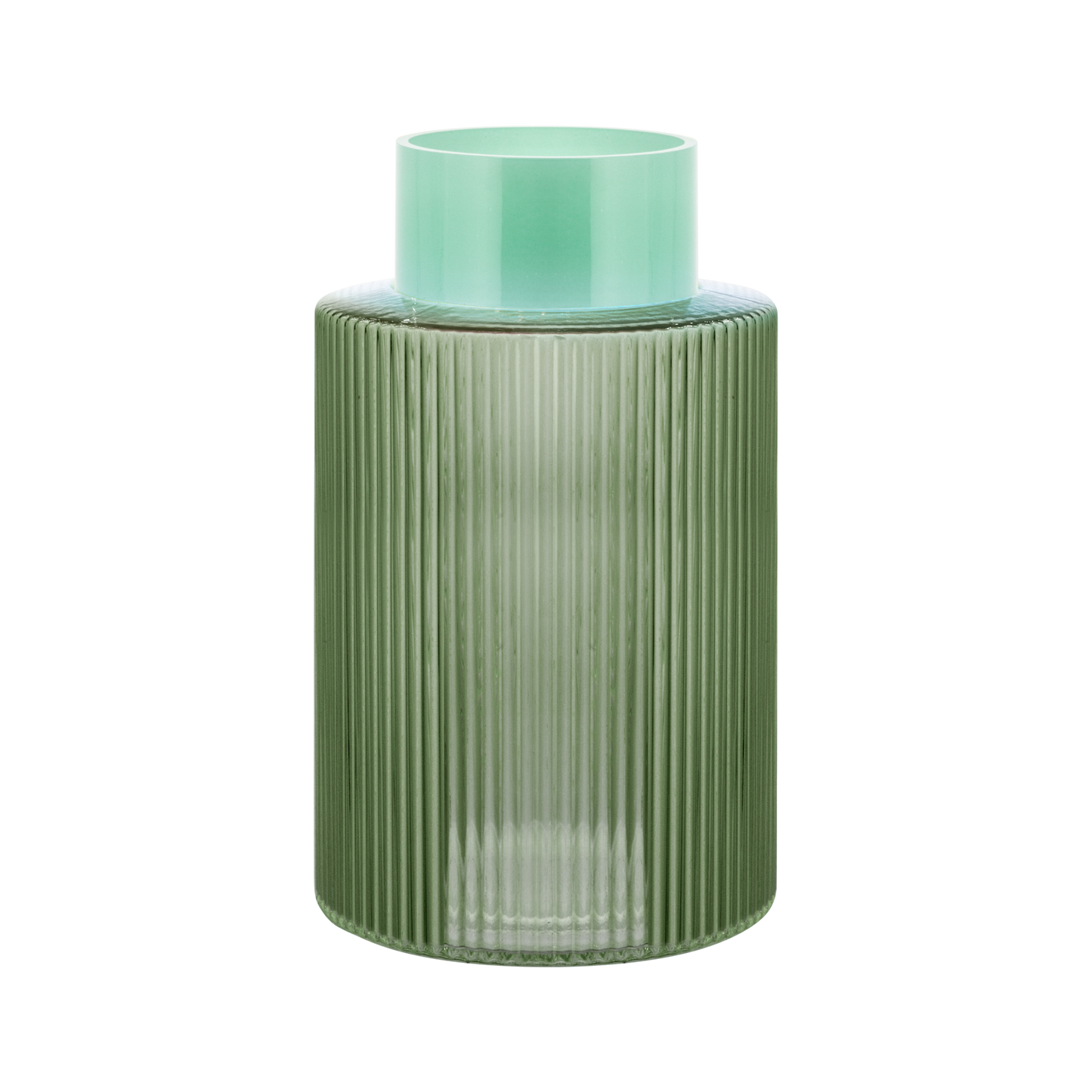 Glasvase"Groove L green" Blumenvase Ø 14,5 cm - Remember