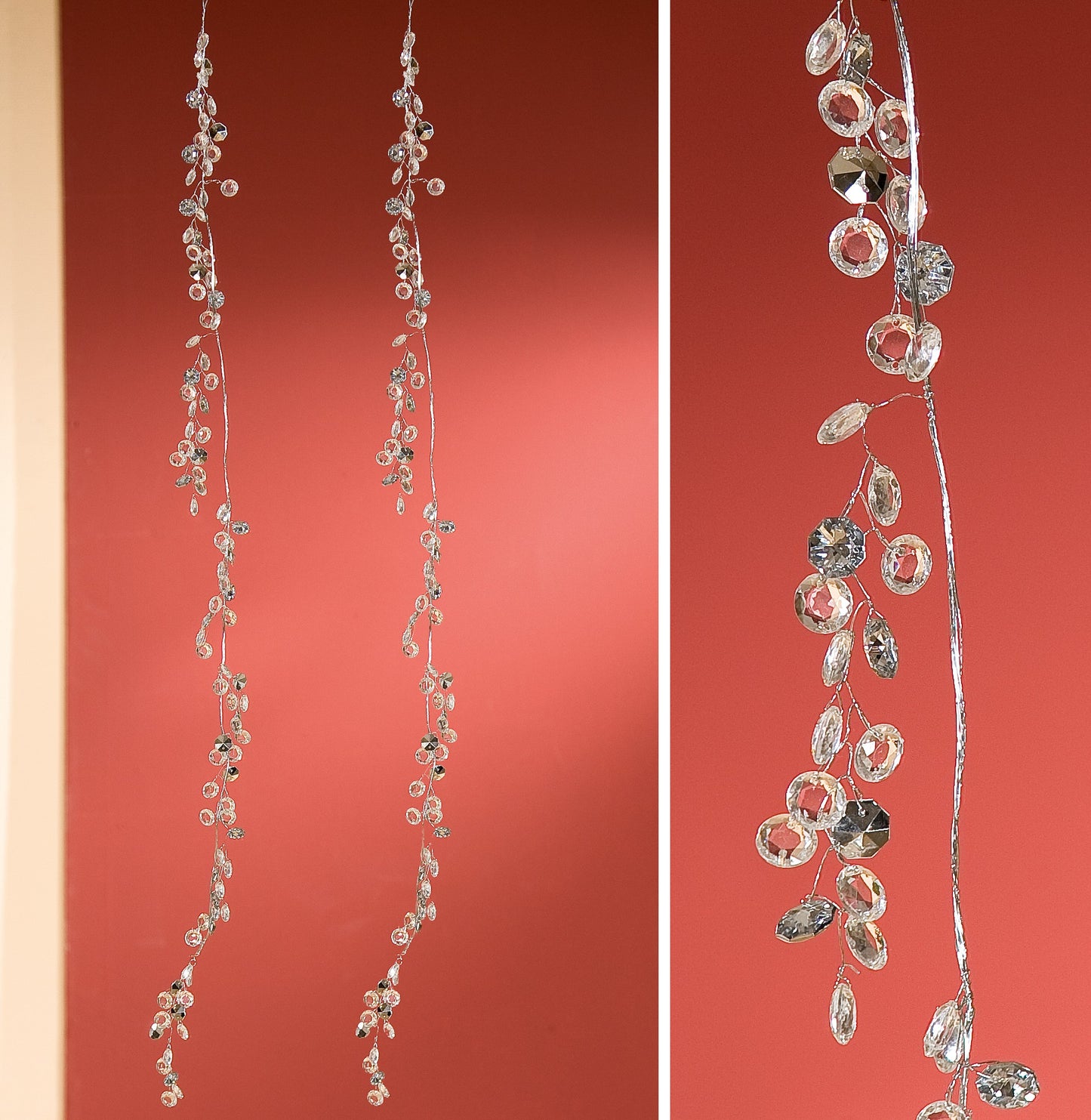 Hängedekoration Girlande DIAMOND Acrylsteine klar Metall silber Gilde