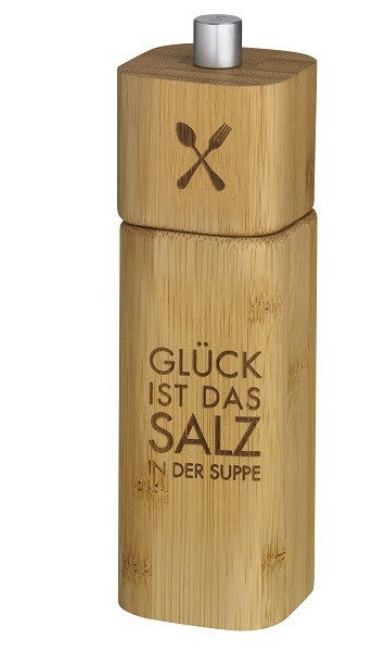 Salzmühle Holz "Glück ist das Salz in der Suppe" - Räder Design