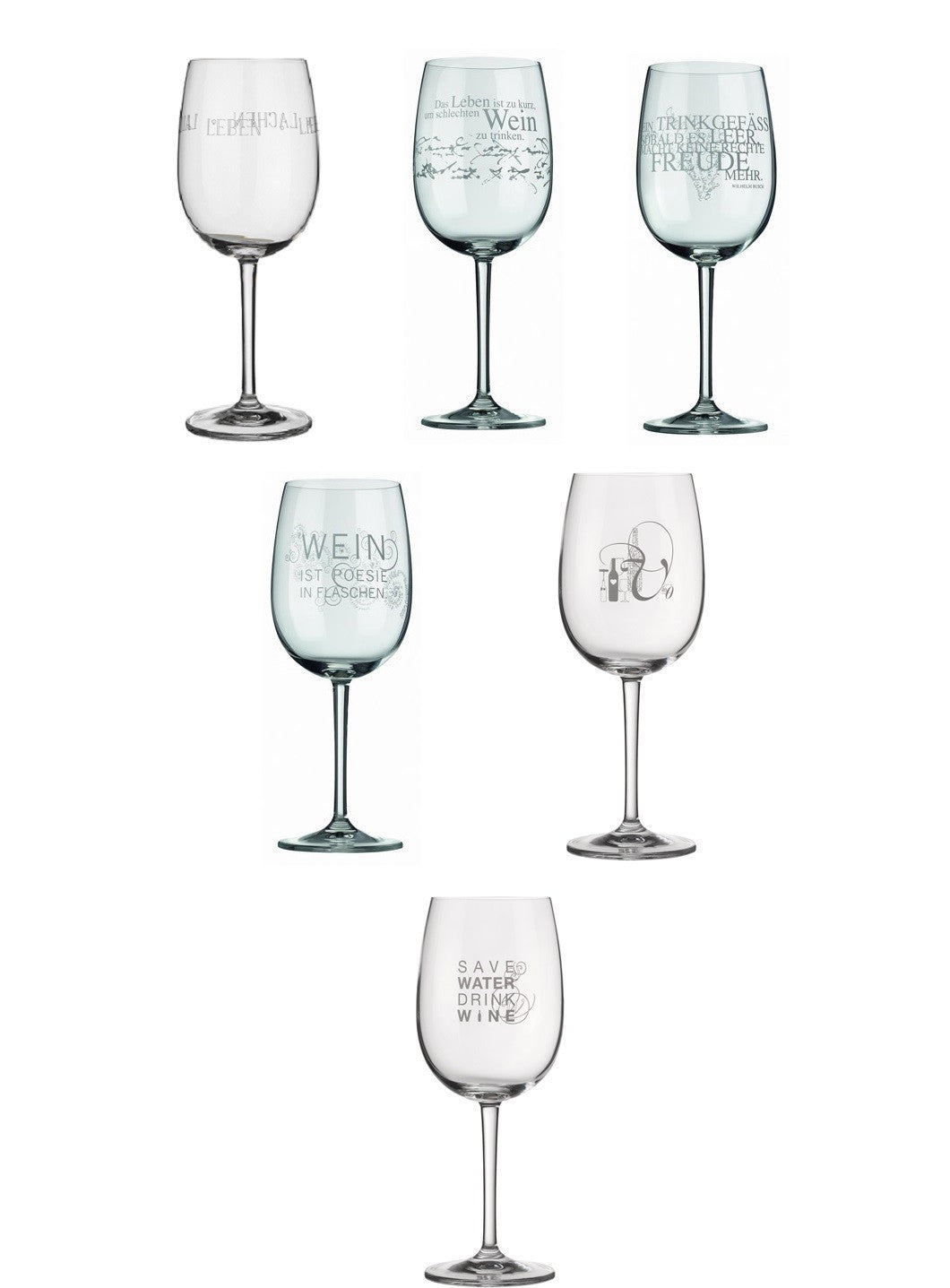 PET Weingläser 6er-Set mit verschiedenen Aufdrucken Poesie et Table. Räder