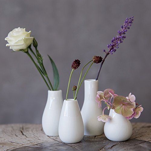 ZUHAUSE Vasen klein 4er-Set MINIVASEN Porzellan, Räder Design