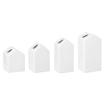 ZUHAUSE Vasen klein 4er-Set GARTENHÄUSCHEN Porzellan, Räder Design