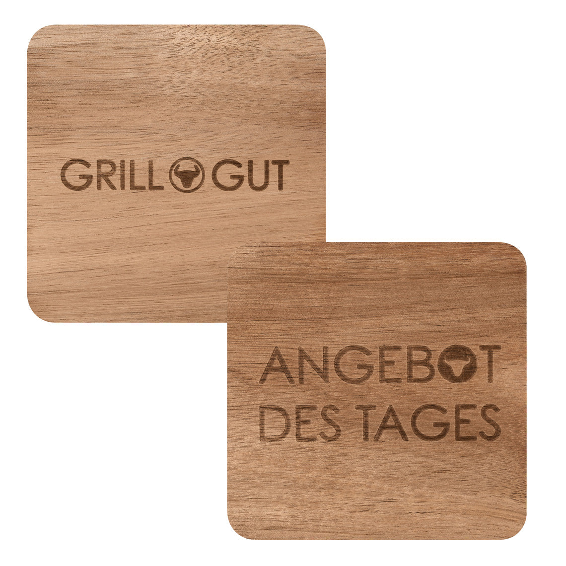 PeT GRILL GUT Untersetzer 4er Set Akazienholz, Räder Design