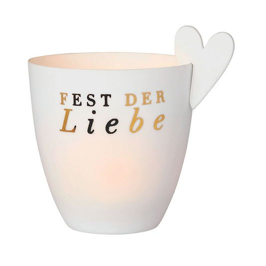 Weihnachtsdeko Teelicht D9,5cm H9cm " Herz", Räder Design - Winterzeit