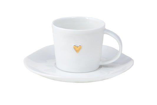 Espressotasse + Unterteller "goldenes Herz" - Räder Design