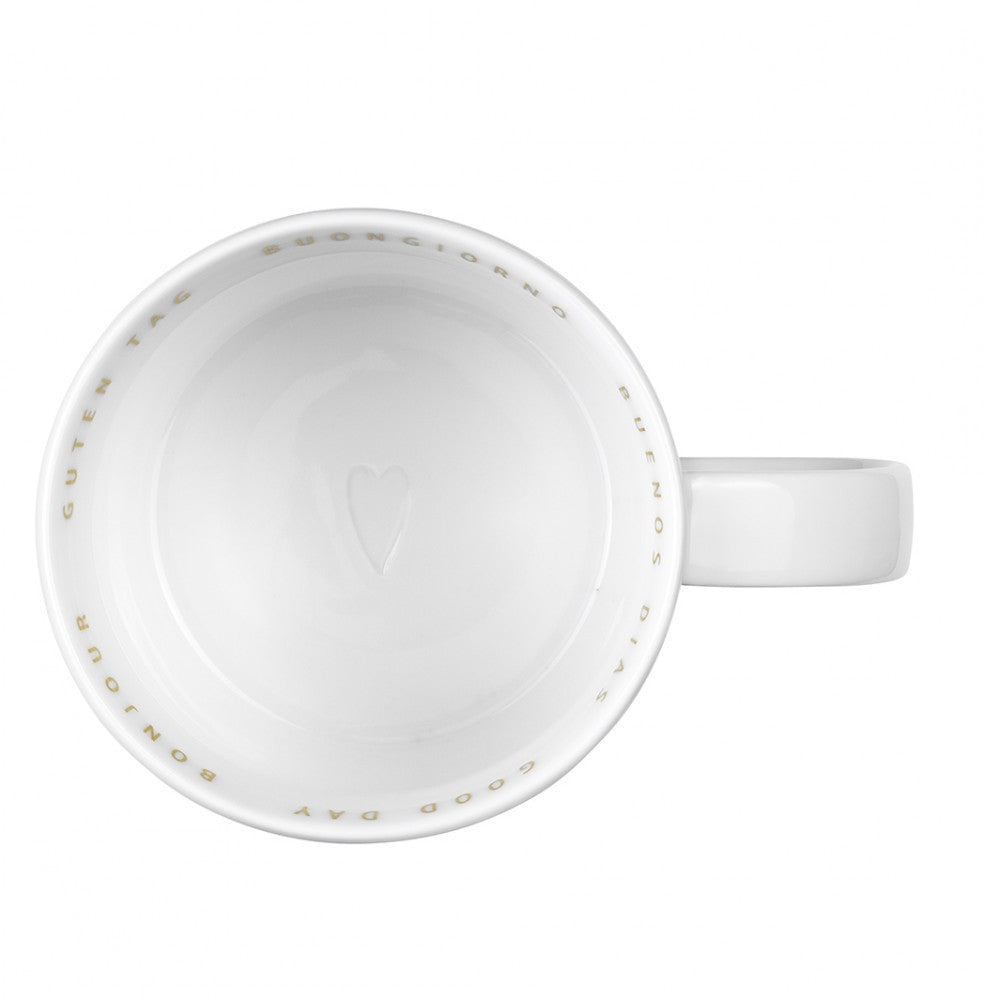 Breakfast Kaffeetasse Kaffeebecher "Guten Tag Buon giorno Buenos Dias" Räder
