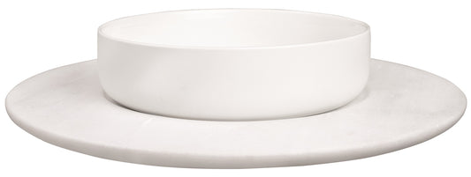 Anrichteplatte Servierplatte mit Marmor Schale  - Räder Design Dining