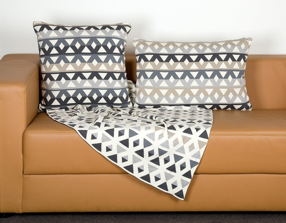 Decke Kuscheldecke Baumwolle Feel Good Decke "Pyramids" 180 x 125 cm