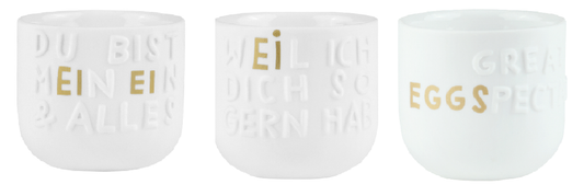 Eierbecher 3er-Set mit unterschiedlichen Motiven - Räder Design