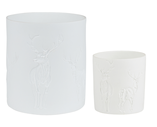2er Set Heimatlicht+Winterschimmer "Hirsche" Windlichter Kerzenhalter- Räder Design