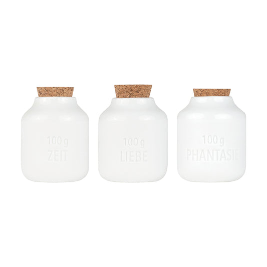 Gewürzflaschen 3er Set "Liebe, Phantasie, Zeit" - Räder Design