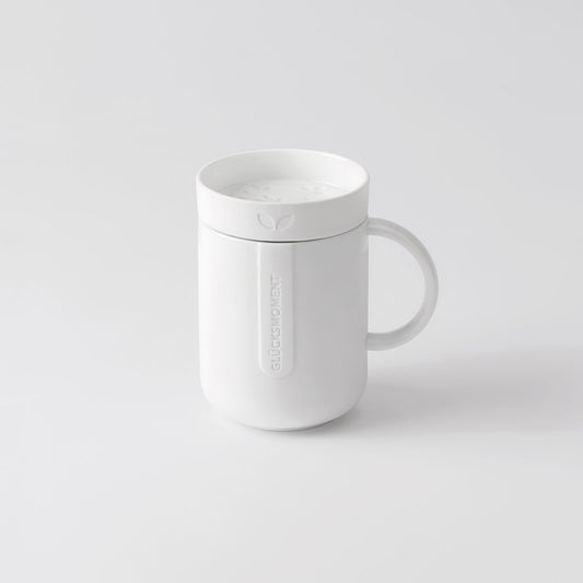 Cozy Time Tasse mit Deckel "Glücksmoment" Kaffeetasse - Räder Design