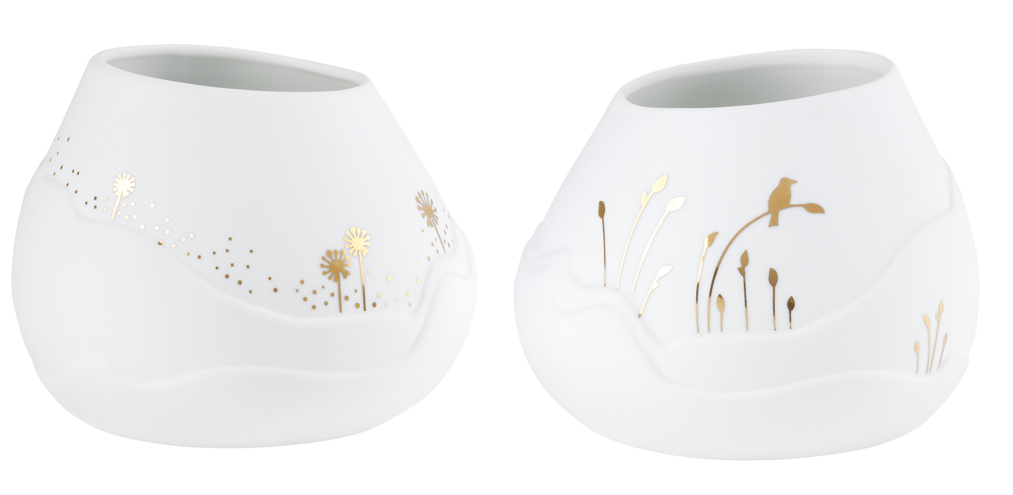 2er Set Lichtlandschaft "Blumenwiese+Vogel" Teelichthalter - Räder Design..