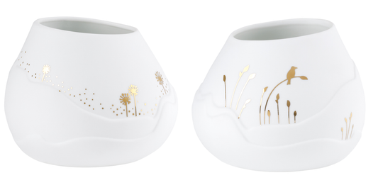 2er Set Lichtlandschaft "Blumenwiese+Vogel" Teelichthalter - Räder Design..
