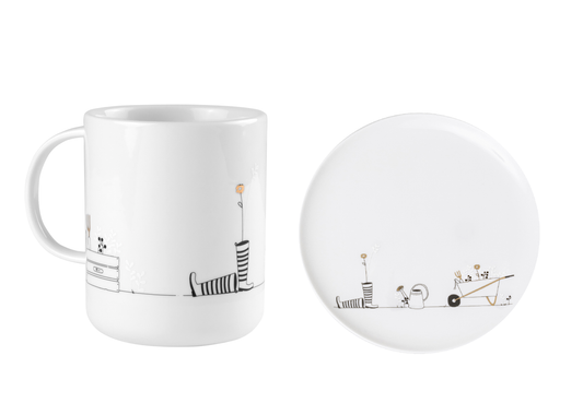 2er Set Geschenktasse und Teller "Gärtnerin" - Räder Design