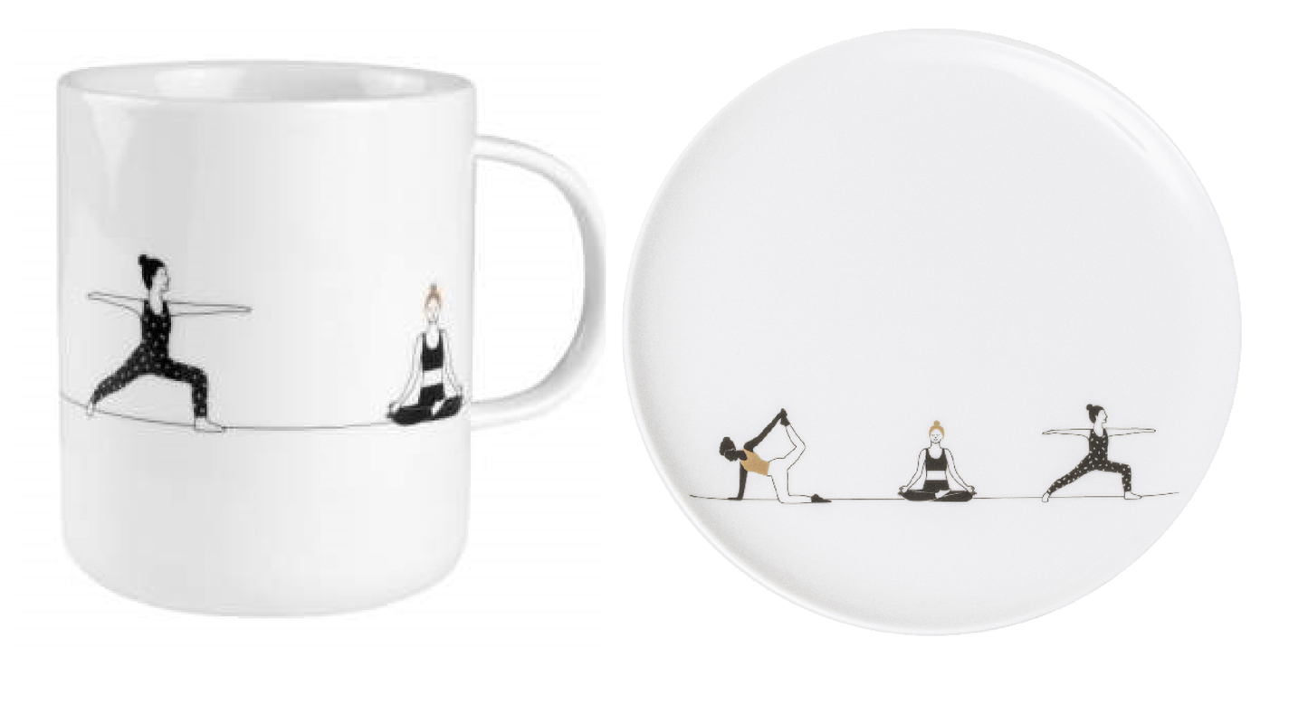 2er Set Geschenktasse und Teller "Joga" - Räder Design