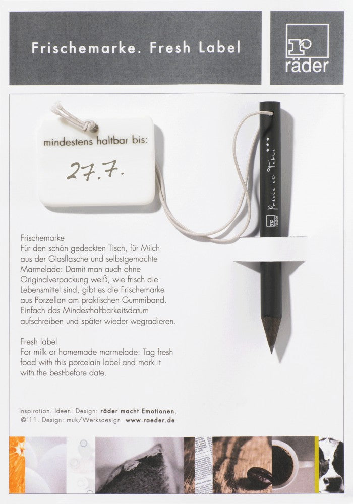 FRISCHEMARKE aus Porzellan mit Stift Poesie et Table. Breakfast