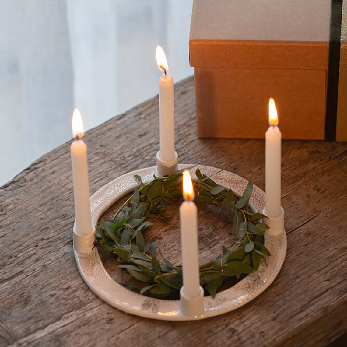 Kerzenkranz Adventskranz goldene Punkte - Räder Design