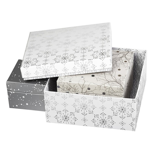 GdH Geschenkboxen silber 3er Set - Räder Design