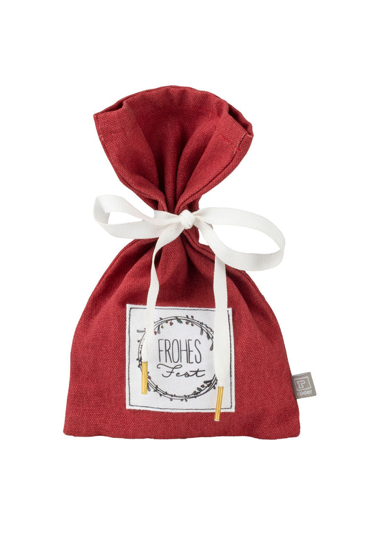 Geschenkverpackung Weihnachtssäckchen klein rot "Frohes Fest" - Räder Design