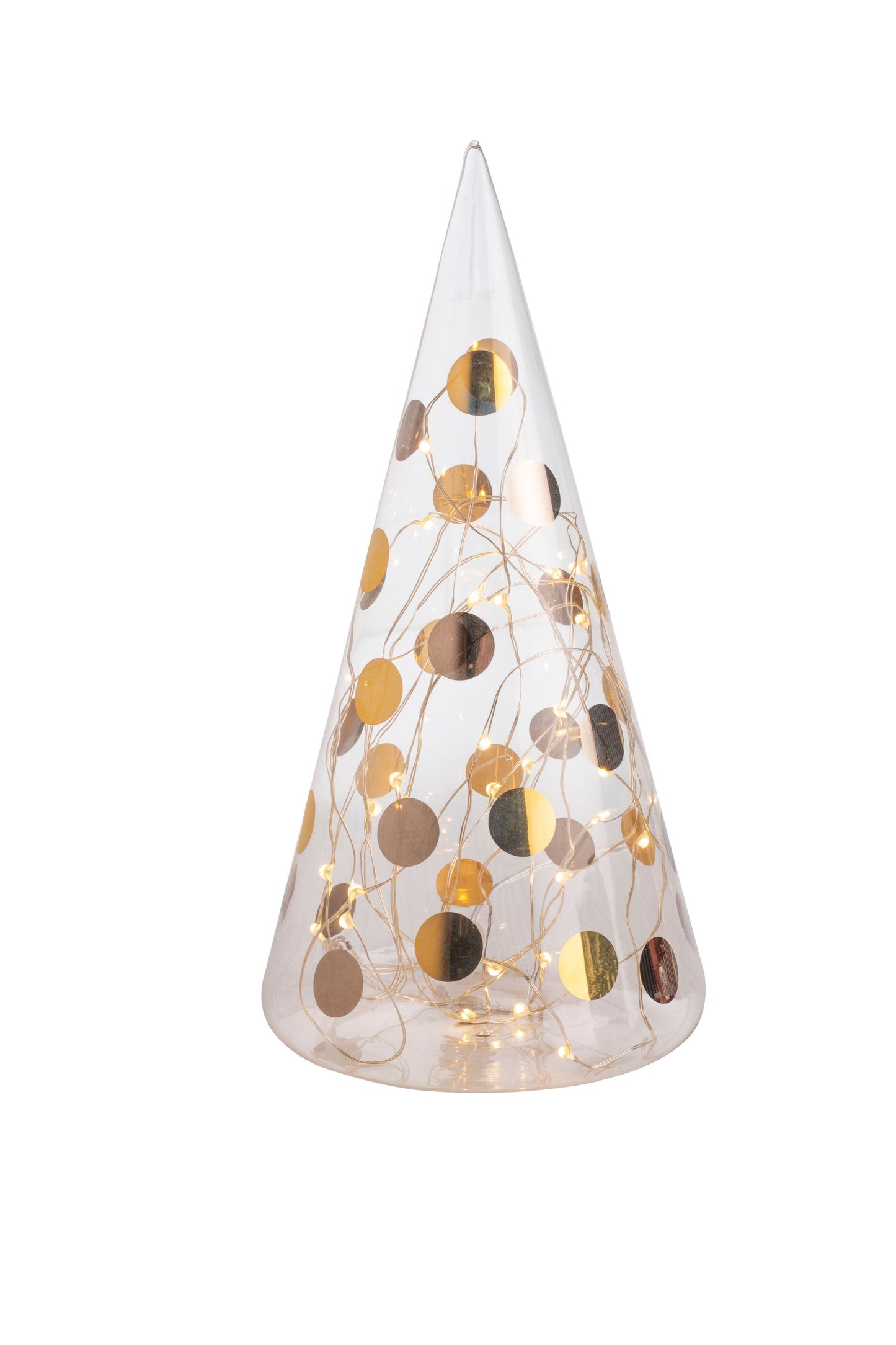 Weihnachtsdeko Glastanne LED Punkte klein bicolor Räder Design