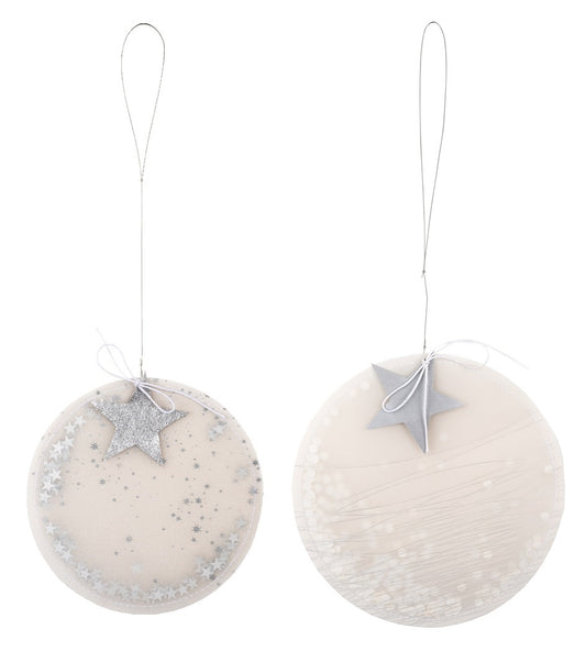 Kreisornament 2er-Set Papier mit Stern silber - Räder Design