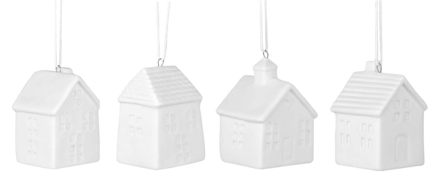 4er Set Hausanhänger"Wohnsitz+Vier Wände+Zuhause+Daheim" - Räder Design
