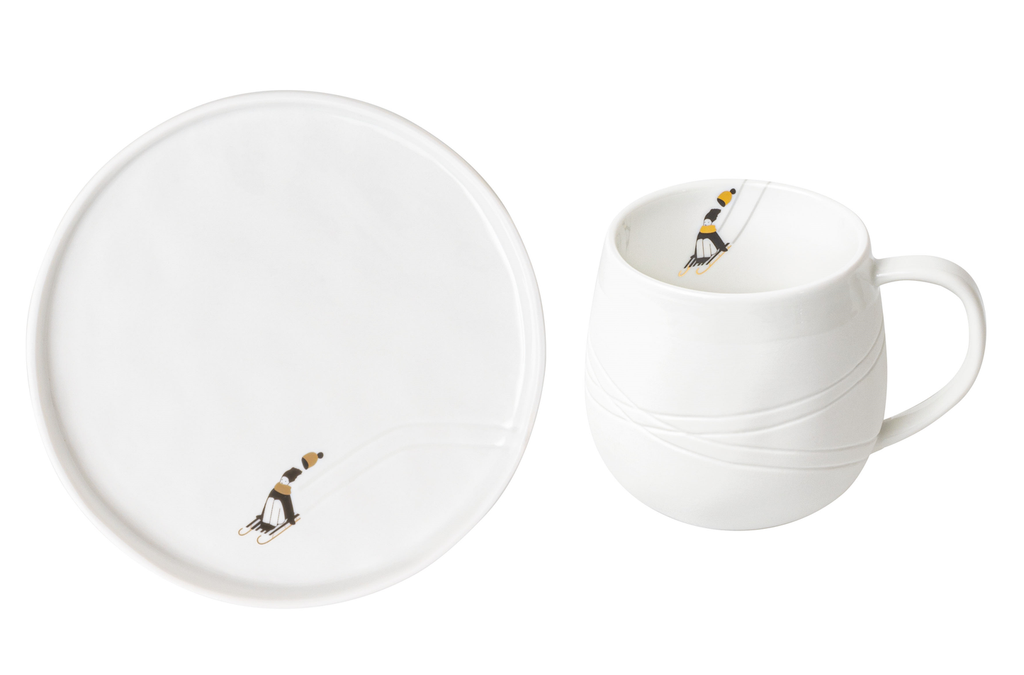 2er Set Geschenkteller und Tasse "Goldkufen" - Räder Design