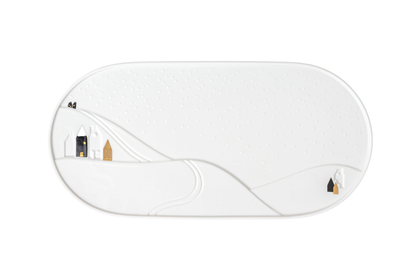 Servierplatte SCHNEETAG Porzellan Teller Dekoration - Räder Design.